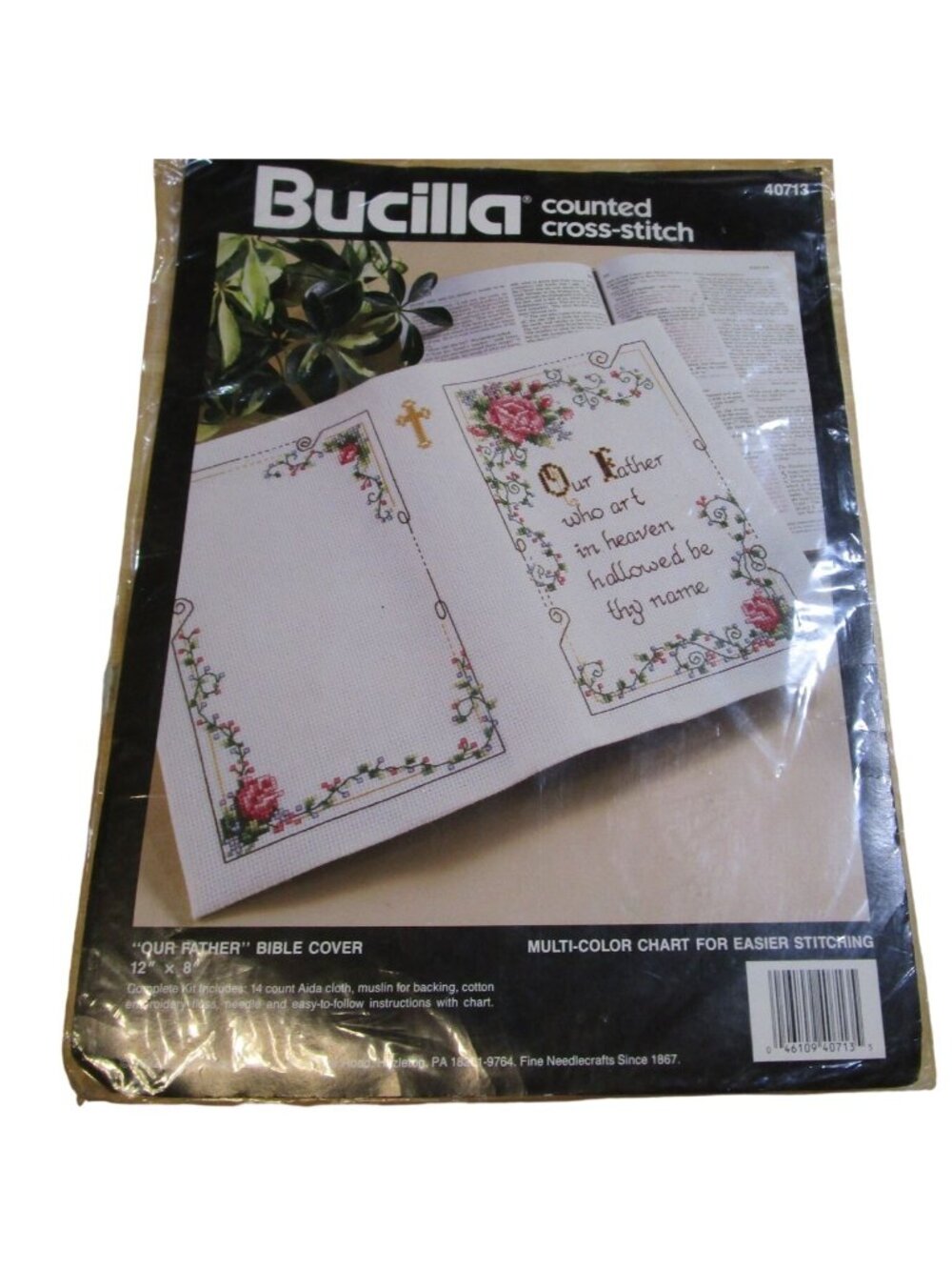 Our Father Bible Cover Bucilla Counted Cross Stitch Kit Includes Floss New
